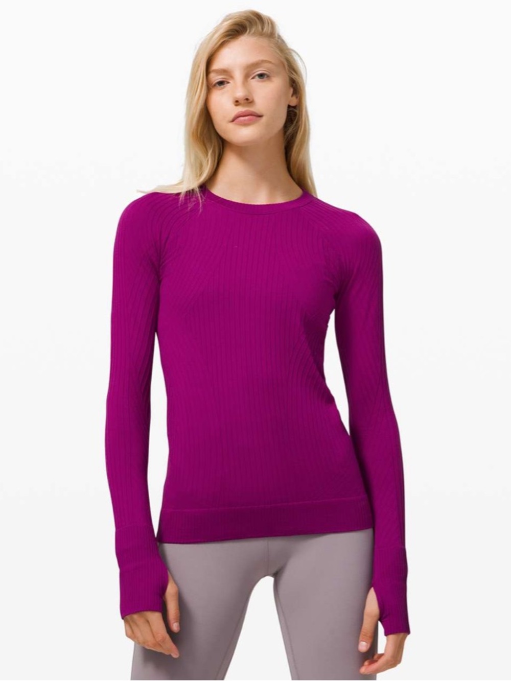 lululemon Restless Ribbed Pullover Sweater in Deep Fuchsia